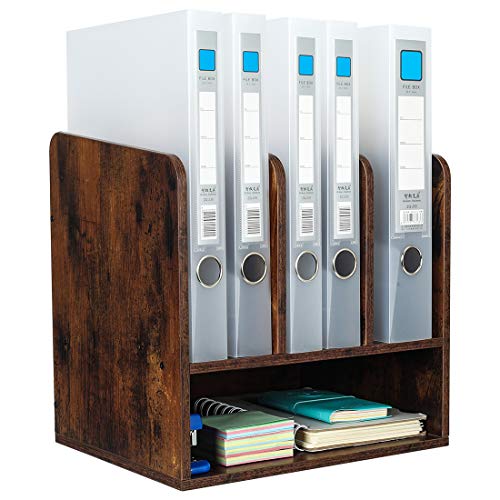 EasyPAG 4 Fächer Holz A4 Büro Schreibtisch Organizer Dokumentenhalter Aktenablage Zeitschriftenhalter Briefablage Papier Magazin Organisator,Braun von EasyPAG