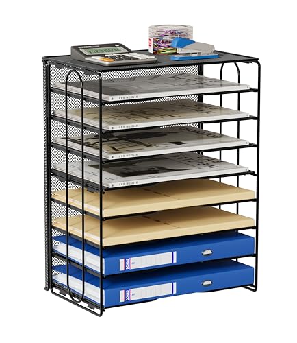 EasyPAG Schreibtisch-Organizer aus Netzstoff, 8 Fächer, Klassenzimmer, Büro, Schreibtisch-Aktenordner, Papiersortierer, Schwarz von EasyPAG