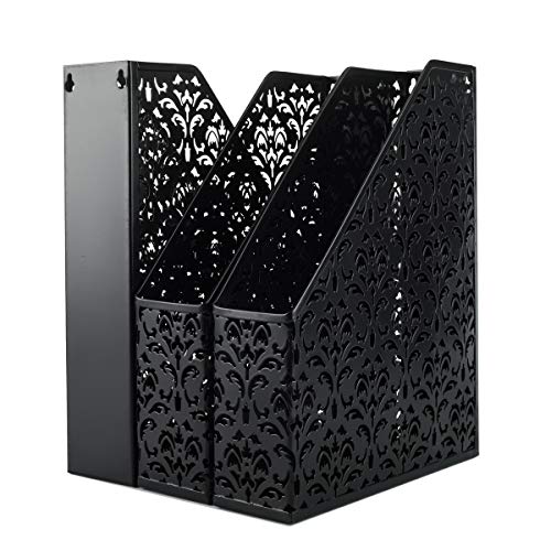 EasyPAG Zeitschriftensammler A4 Metall Büro Schreibtisch Organizer Dokumentenhalter Aktenablage Zeitschriftenhalter Briefablage Papier Magazin Organisator,3er-Pack,Schwarz von EasyPAG