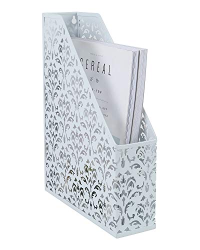 EasyPAG Zeitschriftensammler A4 Metall Büro Schreibtisch Organizer Dokumentenhalter Aktenablage Zeitschriftenhalter Briefablage Papier Magazin Organisator,Weiß von EasyPAG