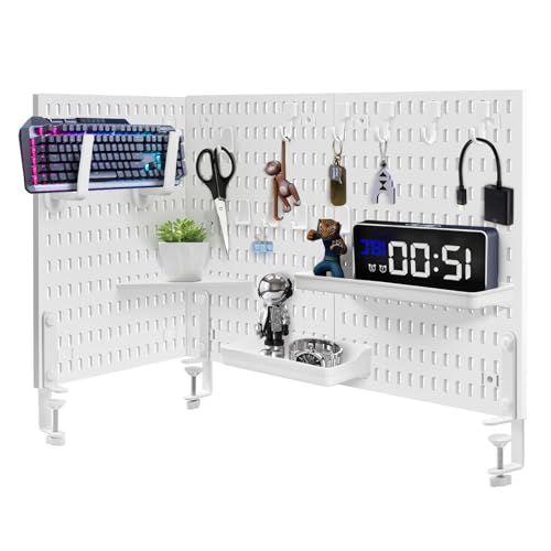 Easyhomie Schreibtisch Stecktafel Kombination Set mit 3 Stecktafeln (42x30cm) + 18 Zubehör für Organisation und Dekoration, Freie Kombination und Einfache Installation (mit Klemm Stil - Weiß) von Easyhomie