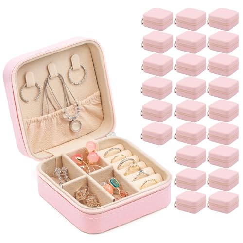 24 Stück Reise-Schmuckschatulle, exquisiter Reise-Schmuckkoffer, tragbarer Schmuck-Aufbewahrungshalter, Organizer, Box, kleiner Schmuck-Organizer für Ringe, Ohrringe, Halsketten, Anhänger, Armbänder, von Easytle