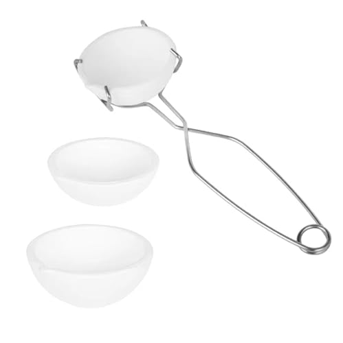 EatingBiting Kleine Schmelztiegel aus Keramik, Set mit 3 Schmelztiegeln, Gold, Silber, Kupfer, lange Zange, Peitsche, Griff und 2 Tiegelschalen (100 g, 250 g) von EatingBiting