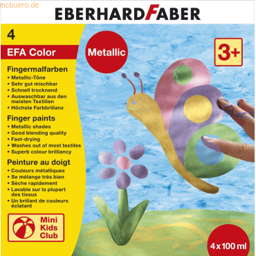 4 x Eberhard Faber Fingerfarbe 100ml metallic VE=4 Farben von Eberhard Faber