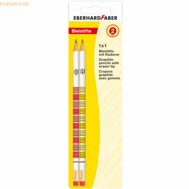 5 x Eberhard Faber Bleistift '1x1' mit Tipradierer farbig sortiert VE= von Eberhard Faber