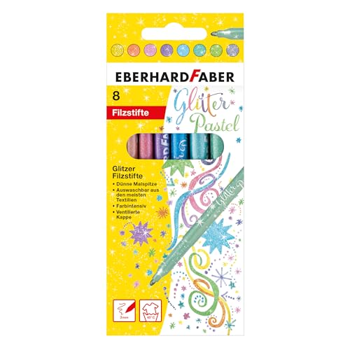 Eberhard Faber 551009 - Glitzer Filzstifte Pastell, 8 Malstifte mit dünner Spitze im Kartonetui Eberhard Faber 551009 - Glitzer Filzstifte Pastell, 8 Malstifte mit dünner Spitze im Kartonetui von Eberhard Faber
