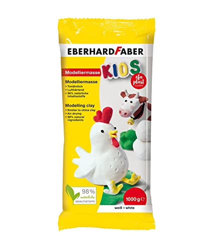Eberhard Faber 570102 - Modelliermasse lufttrocknend weiß, 1 kg EFA Plast Kids tonbasiert von Eberhard Faber