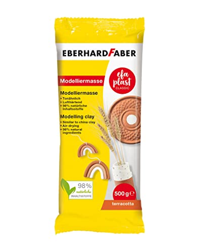 Eberhard Faber 570383 - EFAPlast Classic Modelliermasse in terrakotta, Inhalt 0,5 kg, lufthärtend, tonähnlich, kreatives Bastelvergnügen für kleine und große Künstler von Eberhard Faber