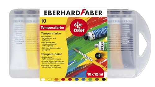 Eberhard Faber 575510 - Temperafarben Tube EFA Color, 10 Tuben Schulmalfarben mit je 12 ml, verdünn- und vermischbar von Eberhard Faber