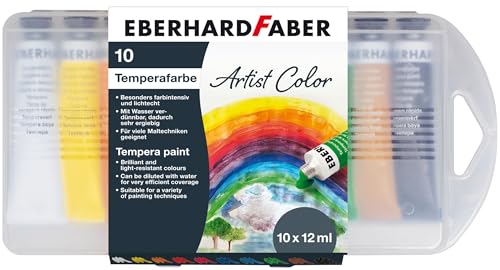 Eberhard Faber 575510 - Temperafarben Tube EFA Color, 10 Tuben Schulmalfarben mit je 12 ml, verdünn- und vermischbar von Eberhard Faber