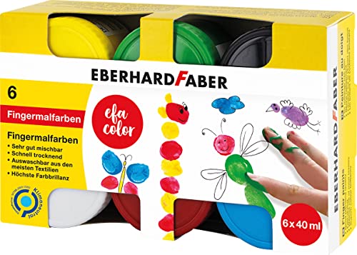 Eberhard Faber 578606 - Fingerfarben EFA Color, 6 Farben mit je 40 ml, Fingerfarben Kinder ungiftig von Eberhard Faber
