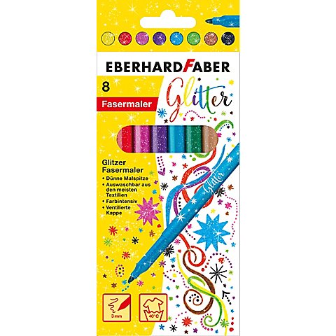 Glitzer-Filzstifte, 8 Stifte von Eberhard Faber