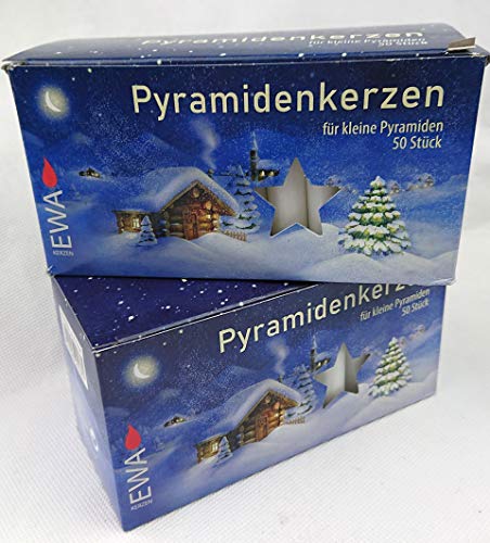 Sparpack's Pyramidenkerzen weiß 14x74mm (PK 50/500) (weiß, 2 x 50 Stück) von Ebersbacher Wachswaren