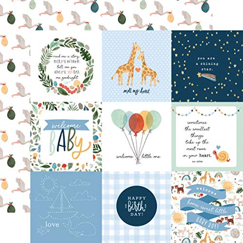 25 Pack Welcome Baby Boy Double-Sided Cardstock 12"X12"-4"X4" Journaling Cards -WBB234-7 von Echo Park Paper Company