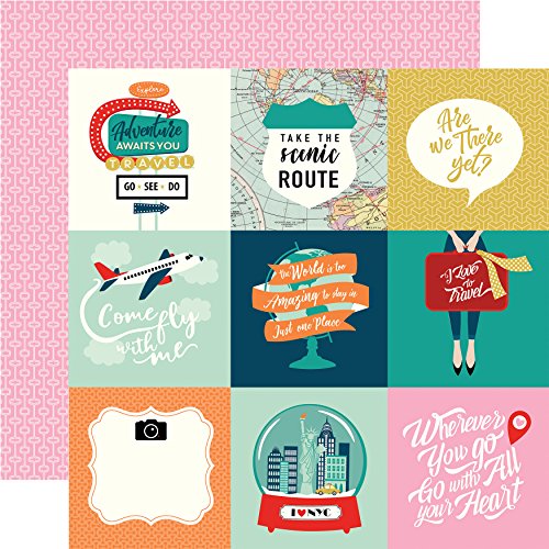 Echo Park Pack Your Bags Double-Sided Cardstock 12"X12"-4"X4" Journaling Cards von Echo Park Paper Company