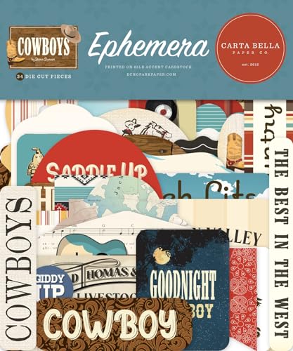 Echo Park Paper Carta Bella Cardstock Ephemera-Icons, Cowboys, 33 Stück von Echo Park Paper Company