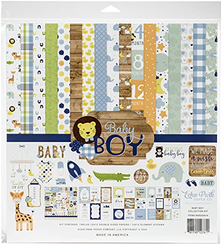 Echo Park Paper Company 617396 Echo Park Collection Kit 12"X12" Boy Baby-Jungen-Kollektion, 30,5 x 30,5 cm, Papier, Blau, Grün, Minze, Gelb, einheitsgröße von Echo Park Paper