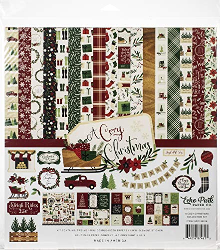 Echo Park Paper Company ACC189016 Collection kits Basteln, Papier, Rot, Grün, Schwarz, Creme, Holzmaserung, 12-x-12-Inch von Echo Park Paper Company