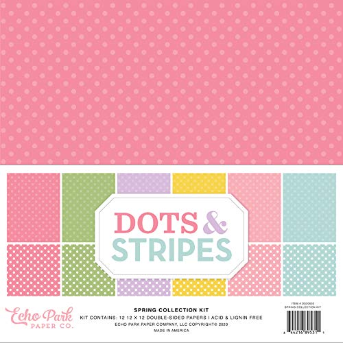 Echo Park Paper Company DS20032 Dots & Stripes Spring Collection Kit Papier, Pink, Lavendel, Grün, Gelb, Blaugrün von Echo Park Paper