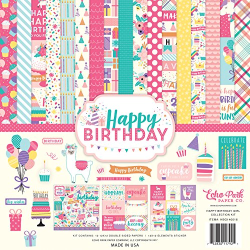 Echo Park Paper Company Happy Birthday Girl Collection Kit, weiß, 12-x-12-Inch von Echo Park Paper