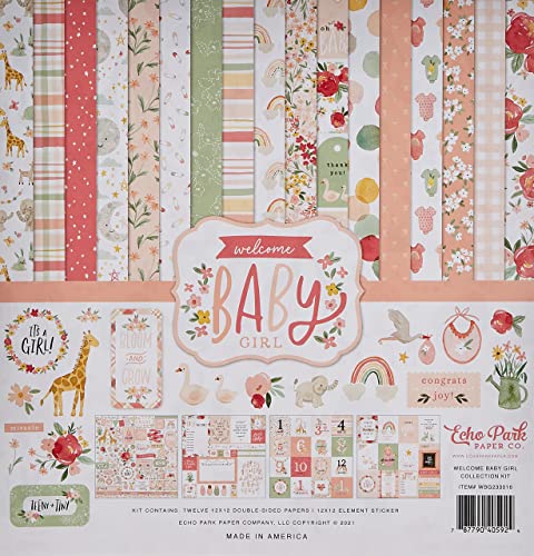 Echo Park Paper Company 646416 12"X12" Echo Park 30,5 x 30,5 cm, Welcome Baby Girl Collection Kit, 12-x-12-Inch von Echo Park Paper Company