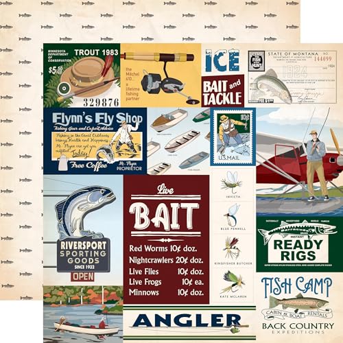 Gone Fishing Double-Sided Cardstock 12"X12"-Multi Journaling Cards von Echo Park Paper Company