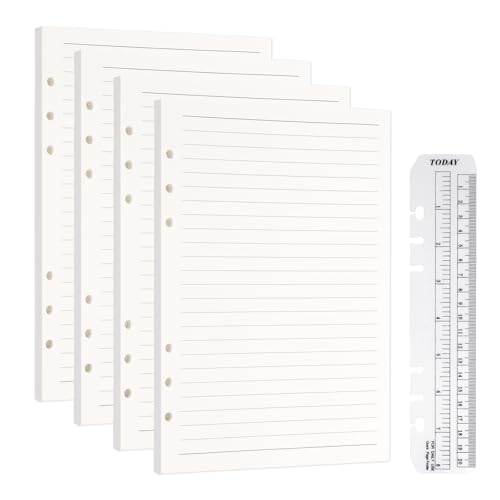 4 Packungen A5 Refill Papier, Nachfüllpapier A5, Füllpapier 6 Loch, A5 Ringbuch Nachfüllpapier Liniert Weiß, A5 Refill papier Einlageblätter für A5 Terminplaner Notizbuch Planer(180 Blatt/360 Seiten) von EclipseGuard