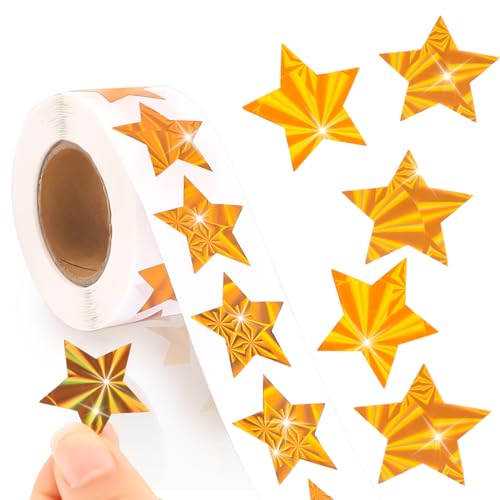 EclipseGuard 500 Stück Gold Sterne Aufkleber, Sterne Sticker, Gold Belohnung Sternaufkleber für Kinder, aufkleber sterne, Stern-Aufkleber für DIY Scrapbooking Schule und Weihnachten Handwerk Dekor von EclipseGuard