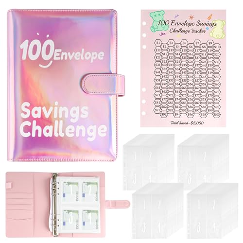 EclipseGuard Sparbuch für Geld, 100 Envelope Saving Challenge, Herausforderungsordner, Budgetplaner, A5 Budgetplaner Mit Challengers Tracker & Pre-numbered Taschen für Paare, Büros, Zuhause, Schule von EclipseGuard