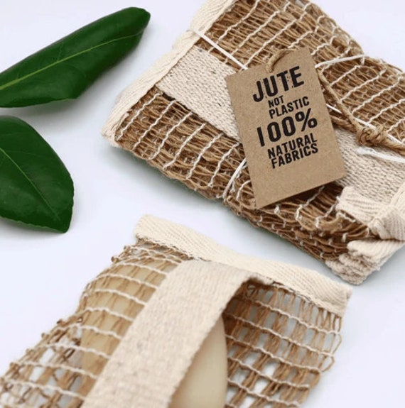 Weiche Jute Seifentasche, Peeling Waschtuch von EcoEssentialCo