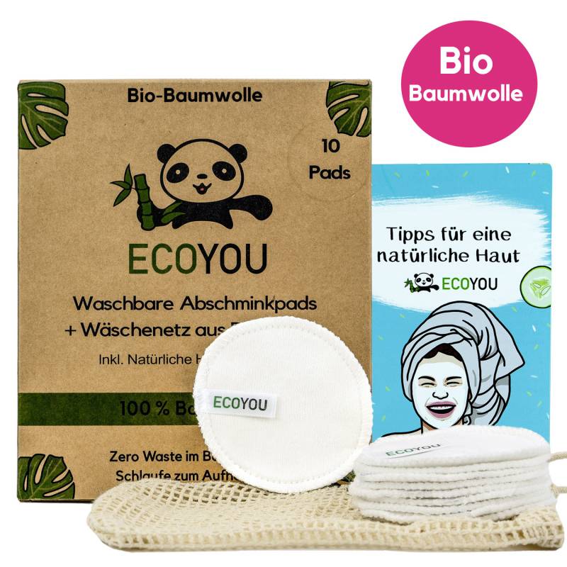 Bio Abschminkpads Waschbar Aus 100% Baumwolle Inkl. Wäschenetz & Diy Rezepte, Make Up Entferner, Wiederverwendbare Wattepads von EcoYou