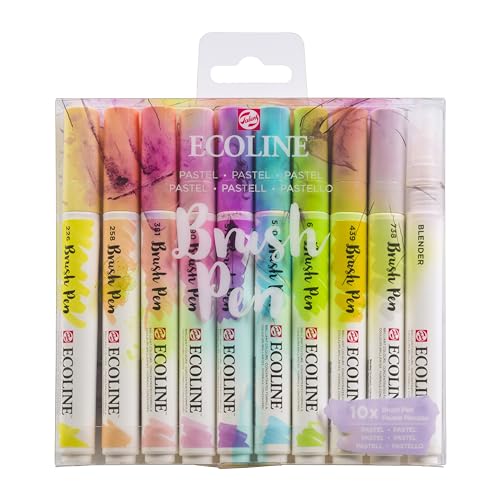 Ecoline - Set mit 9 pastellfarbenen Pinselstiften und 1 Mischstift von Ecoline