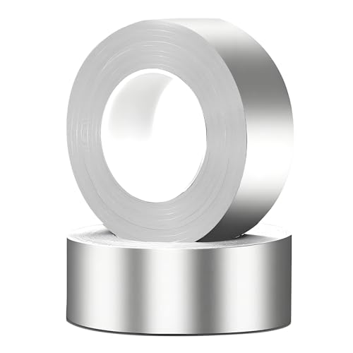 Ecoret-Pro 2 Rollen Aluminium-Klebeband, insgesamt 5 mm x 100 m, Hochtemperaturband, für den Einsatz auf heißen und kalten Luftkanälen, Metallreparaturen, Dachlecks, Oberflächenrissen von Ecoret-Pro