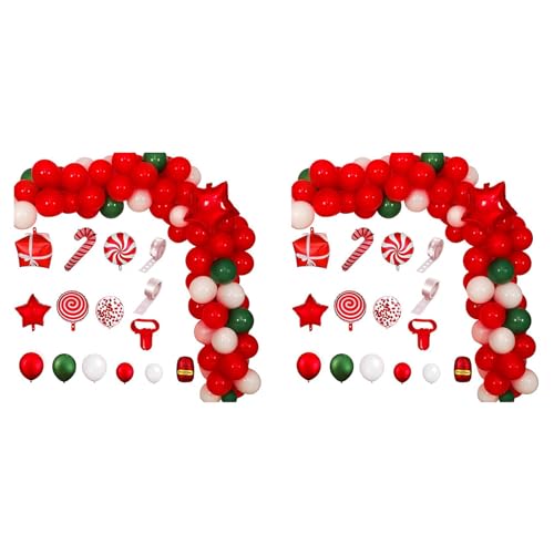 Ecverbyh 400-Teiliges Weihnachten Ballon Bogen Girlanden Set, Rot Grün Weiß Latex Ballon Set Perfekt für Weihnachten Feier Dekorationen von Ecverbyh