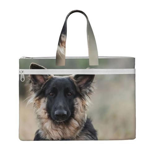 Canvas-Tragetasche mit Tiermotiv, Motiv: Deutscher Schäferhund, Dokumententasche mit Reißverschluss, Aktentasche für Büro, Reisen von EdWal