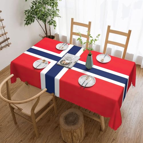 EdWal Rechteckige, auslaufsichere Tischdecke mit norwegischer Flagge, für Küche, Esszimmer, Picknick, 132 x 178 cm von EdWal