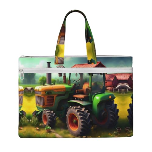 Fantasy Farm-Traktor-Druck, Canvas-Tragetasche, Dokumententasche mit Reißverschluss, Aktentasche für Büro, Reisen von EdWal