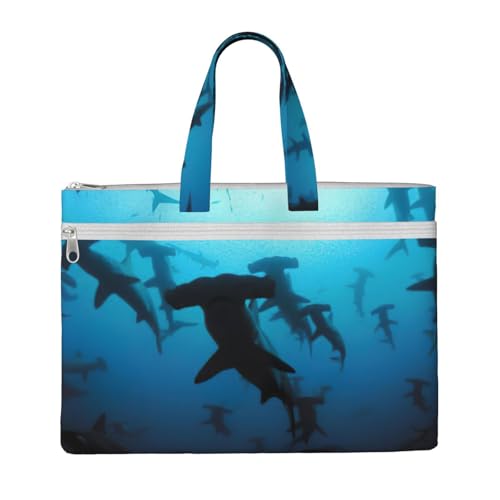 Hammerhead Sharks Print Canvas Tote Bag,Canvas Document Bag,Zipper File Bag,Business Briefcase Bag for Office Travel von EdWal