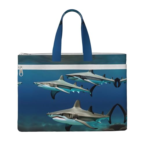 Hammerhead Sharks Print Canvas Tote Bag,Canvas Document Bag,Zipper File Bag,Business Briefcase Bag for Office Travel von EdWal