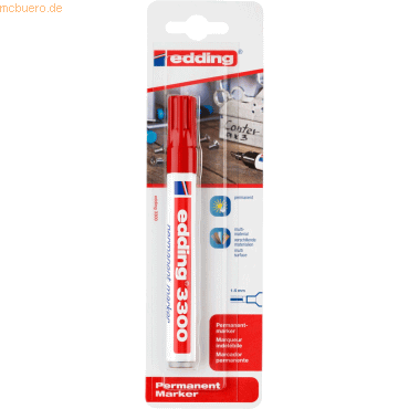 10 x Edding Permanentmarker edding 3300 nachfüllbar 1-5mm rot von Edding