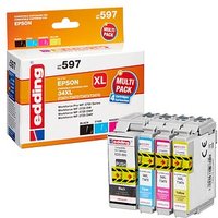 edding EDD-597  schwarz, cyan, magenta, gelb Druckerpatronen kompatibel zu EPSON 34XL / T3476XL, 4er-Set von Edding