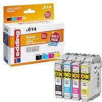 edding EDD-614  schwarz, cyan, magenta, gelb Druckerpatronen kompatibel zu EPSON 502XL/T02W64, 4er-Set von Edding