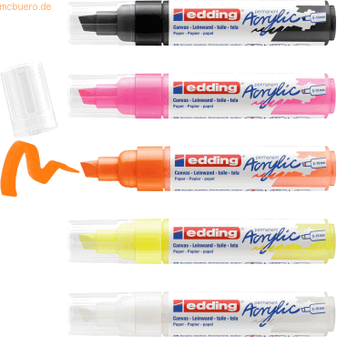 Edding Acrylmarker edding 5000 breit 5er-Set sortiert neon von Edding