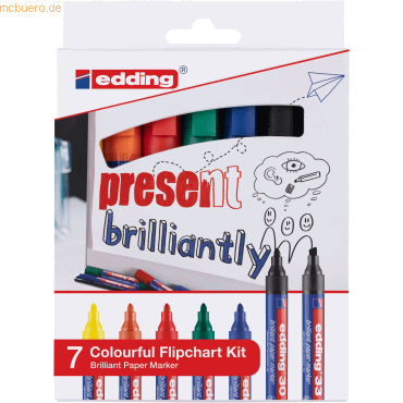 Edding Flipchartset Colourful VE=7 Stifte sortiert von Edding