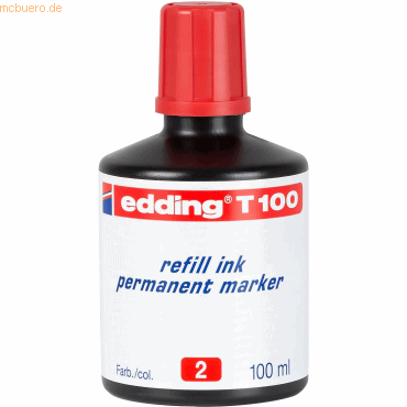 Edding Nachfülltinte edding T 100 für edding Permanentmarker 100ml rot von Edding