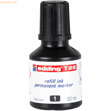 Edding Nachfülltinte edding T 25 für edding Permanentmarker 30ml schwa von Edding