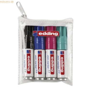 Edding Permanentmarker edding mini 0.5 schwarz, blau, türkis, karminro von Edding