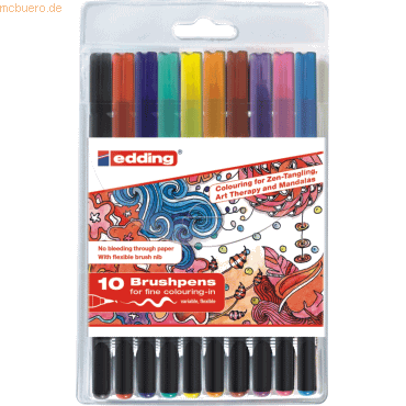 Edding Pinselmaler edding 1340 Brushpen VE=10 Farben von Edding