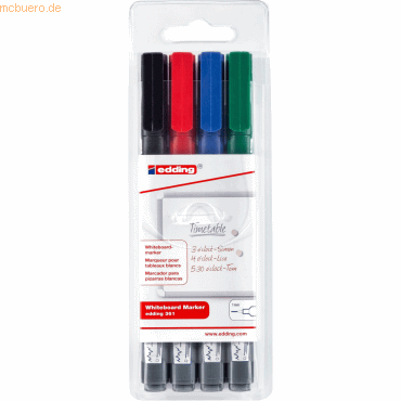 Edding Whiteboardmarker edding 361 nachfüllbar 1mm schwarz, rot, blau, von Edding