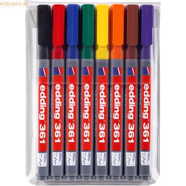 Edding Whiteboardmarker edding 361 nachfüllbar 1mm sortiert VE=8 Farbe von Edding